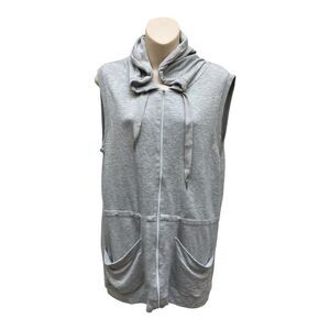Yogalicious Heather Gray Zip-Up Hoodie Sweatshirt Vest Size M Sleeveless Cozy